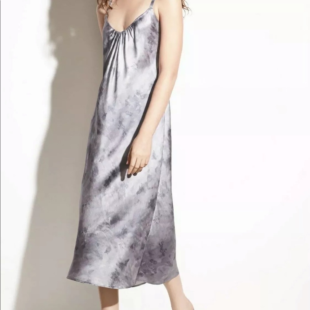 Vince silk slip dress watercolor